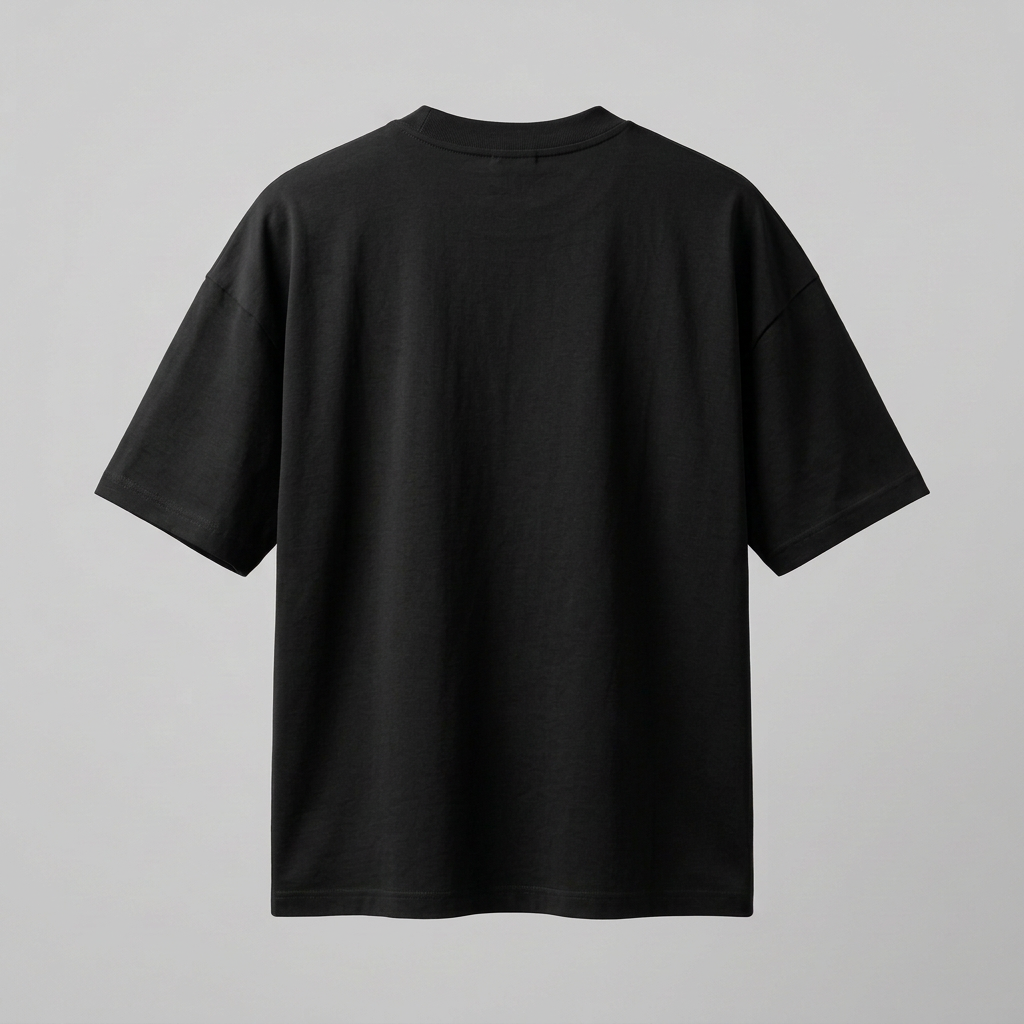 Back view of oversized black T-shirt
