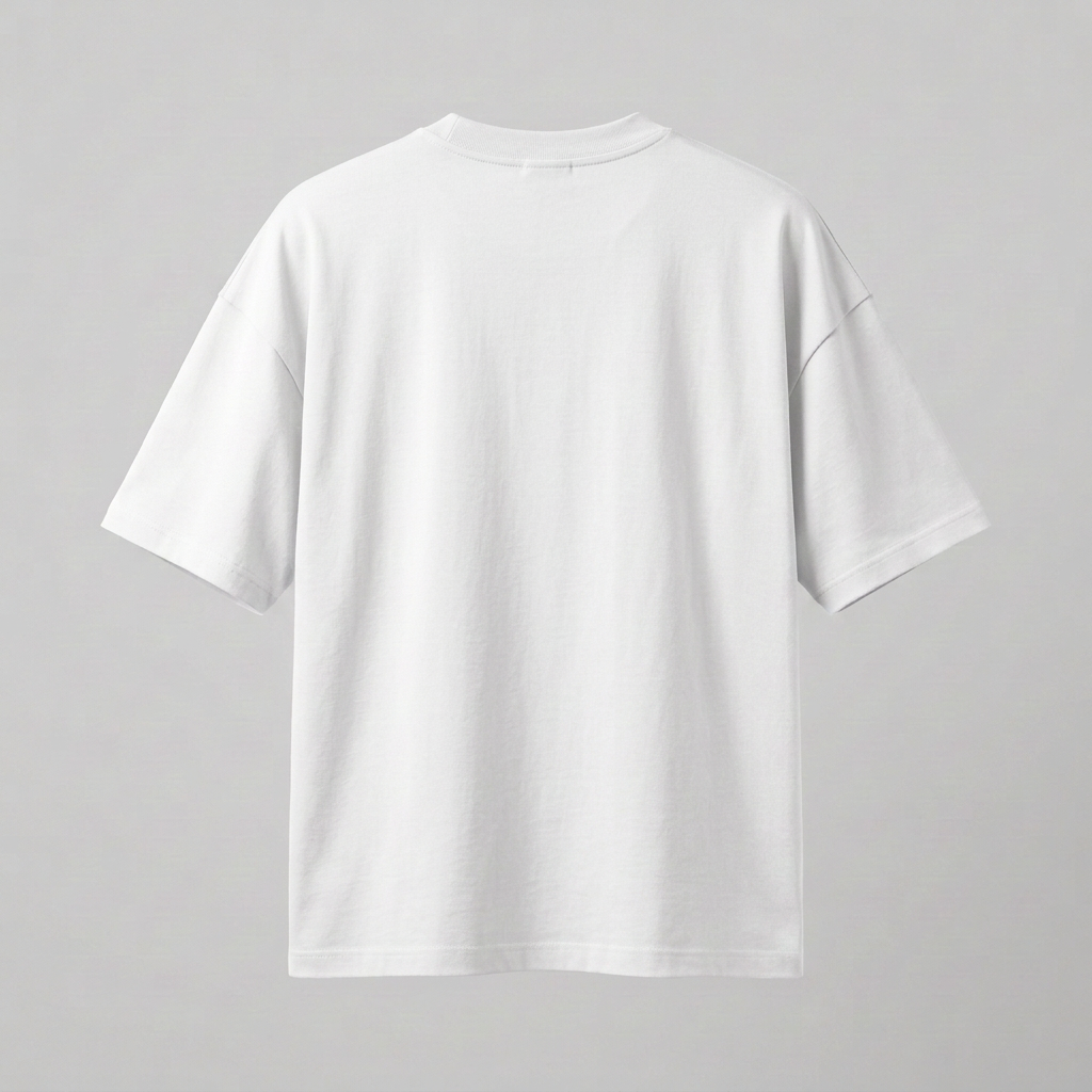 Back view of white oversized T-shirt