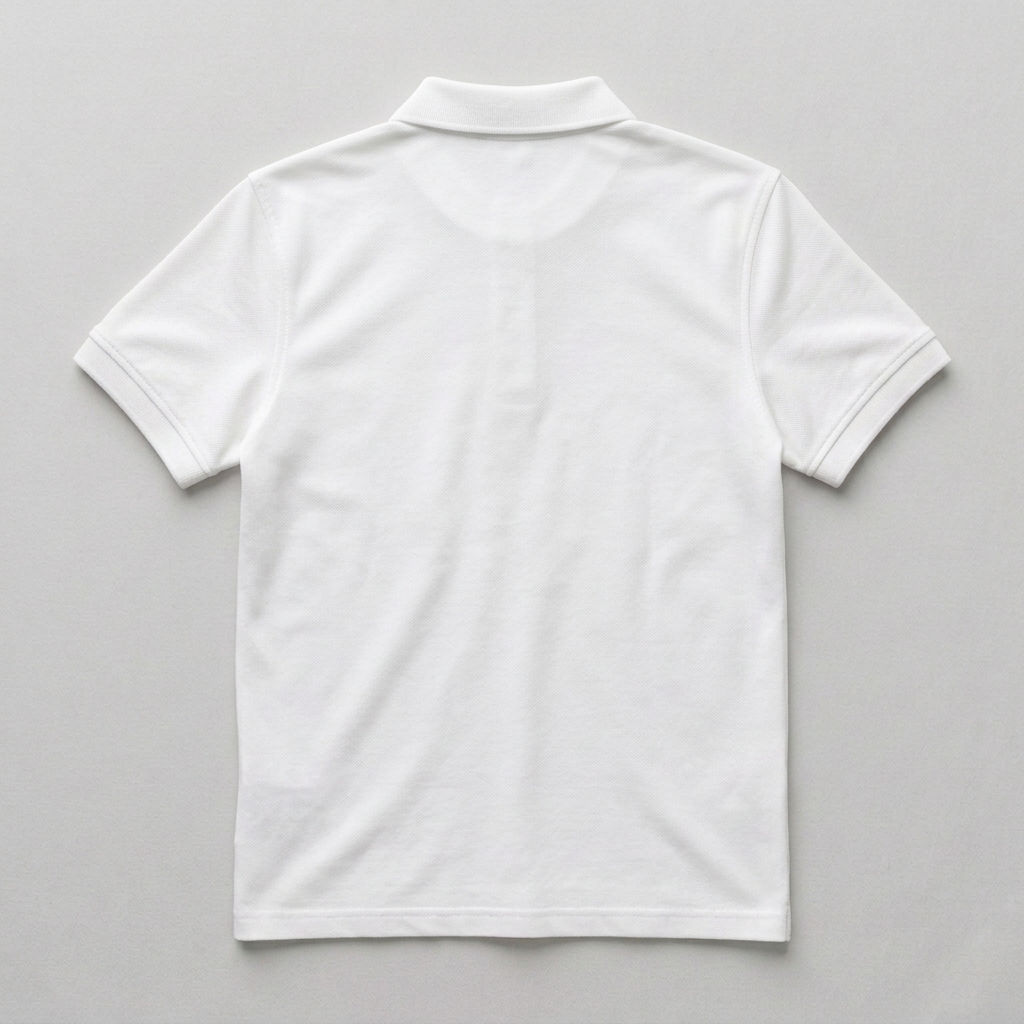 White cotton matty polo T-shirt ka back photo, gray background par